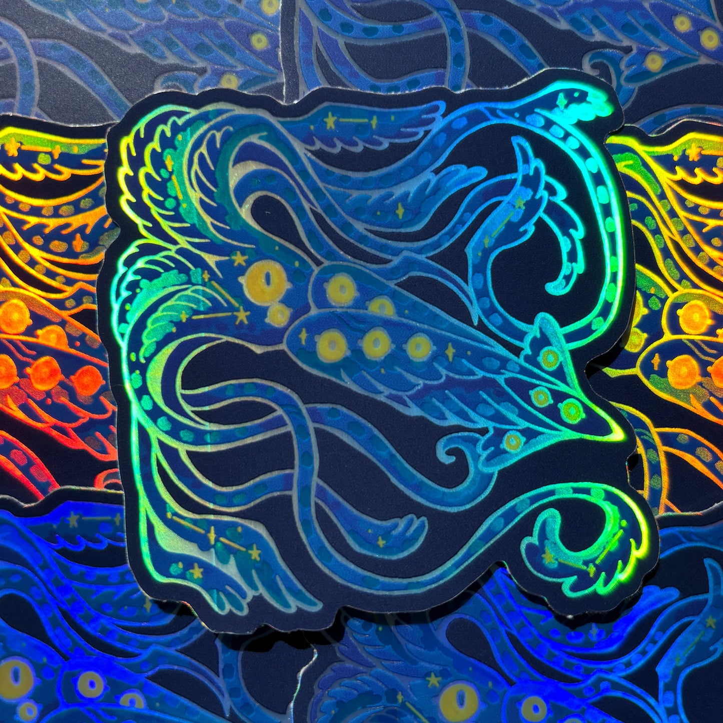 Starry Squid Holographic Sticker