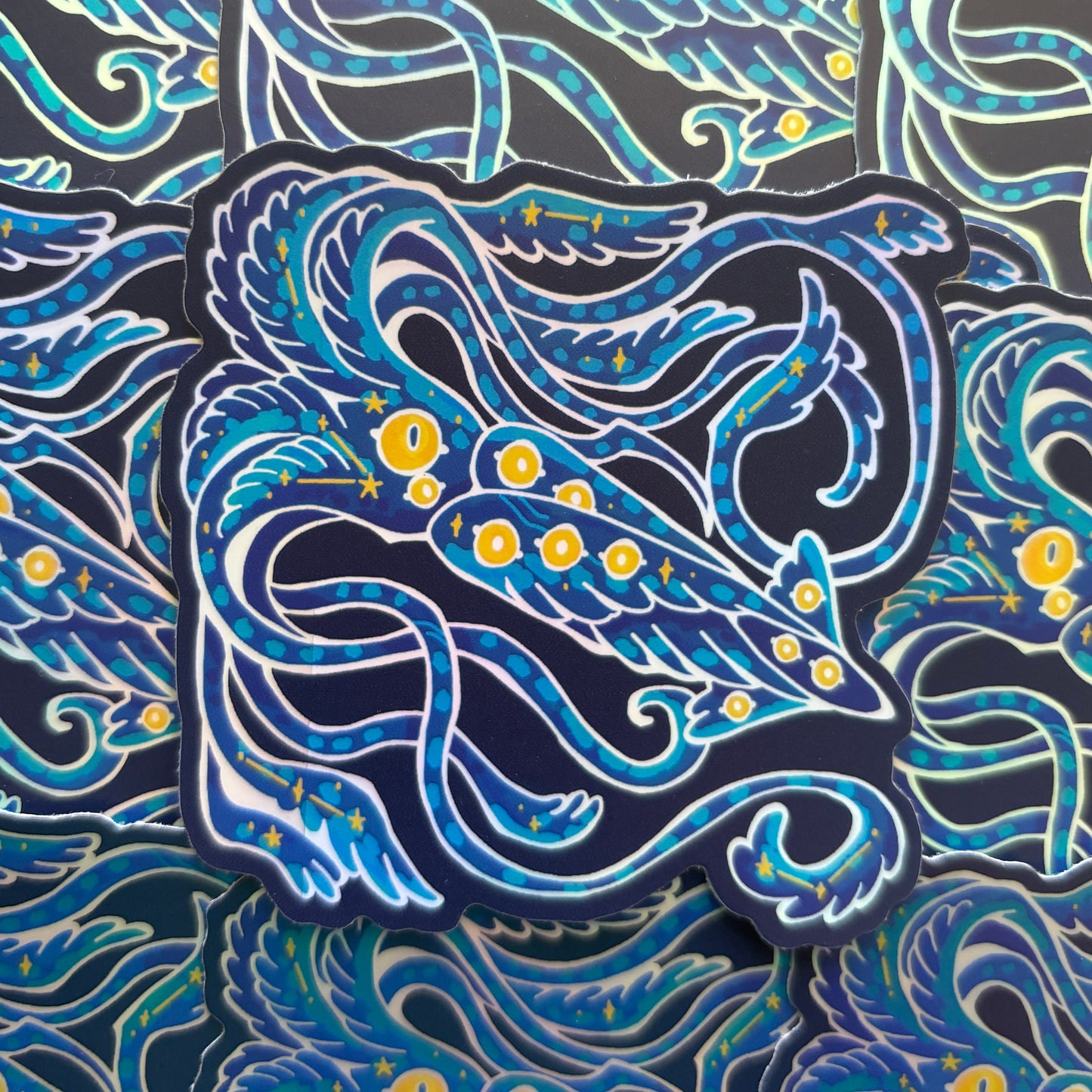 Starry Squid Holographic Sticker