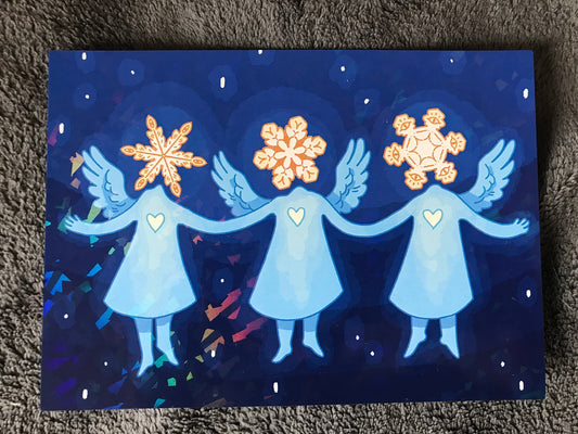 Snowflake Angels - Holographic 5 x 7 Art Print