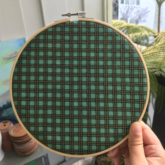 Green Plaid 8 in Pin Display Empty Embroidery Hoop